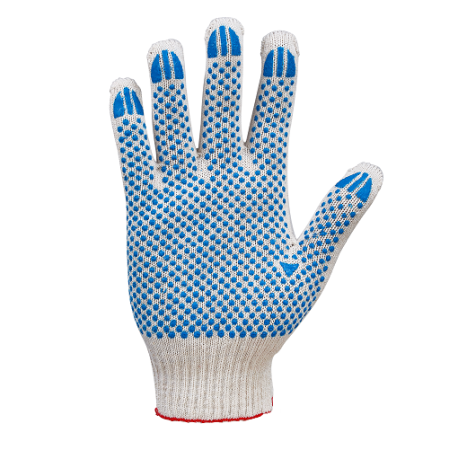 Перчатки ХБ с синими пупырками 2