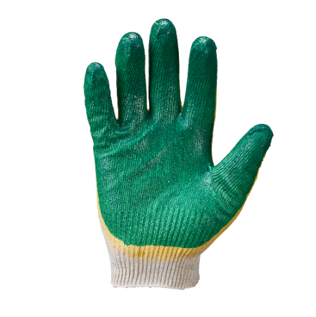 Перчатки ХБ с зеленой ладонью